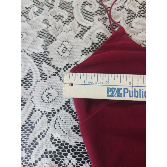 Burgundy Ruched One Shoulder Mini Dress - Picture 9 of 15